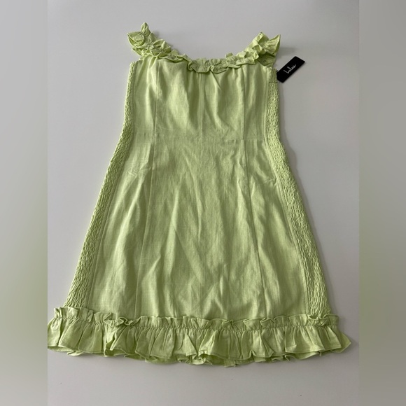 Lulus NWT Elati Lime Green Ruffled Off-the-Shoulder Bodycon Dress Size M - Picture 3 of 12